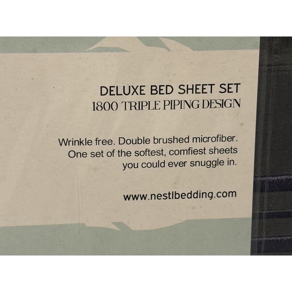 NESTL Split King SIZE 5 PIECE BED SHEET SET. Grey Hypoallergenic New/1800 Ct - Picture 3 of 11